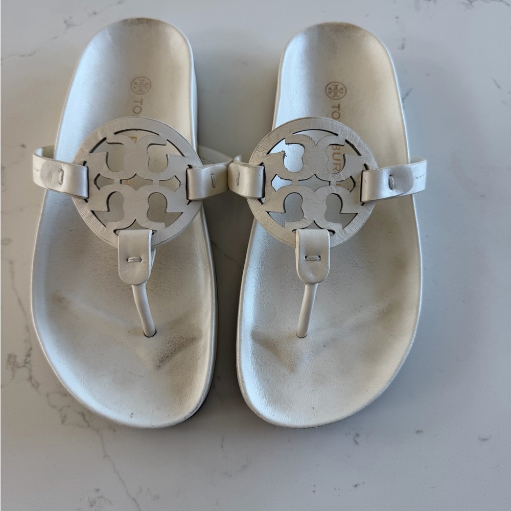 Tory Burch Cream Slide Sandals